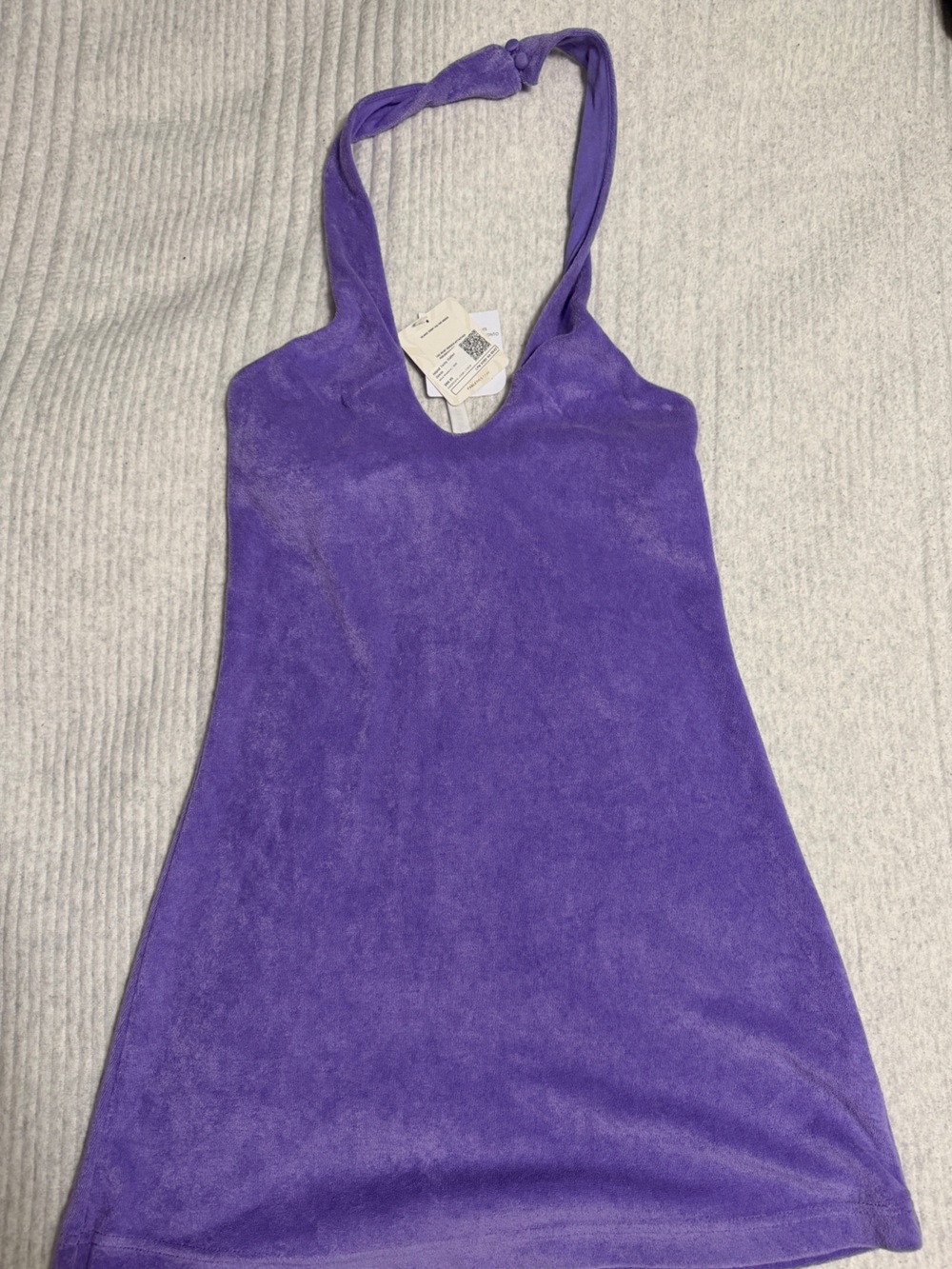 Fabletics Purple Terrycloth Halter Dress